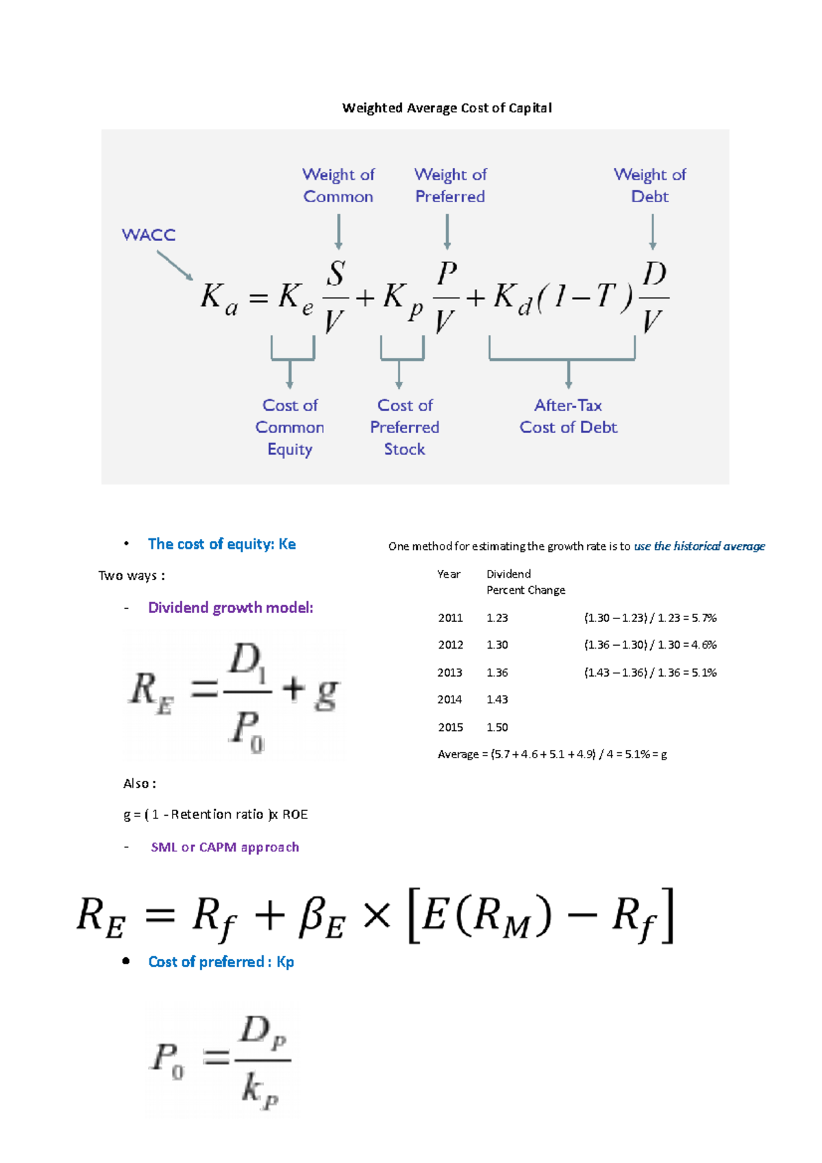 Chapt 9 - here is my lecture note - Weighted Average Cost of Capital ...