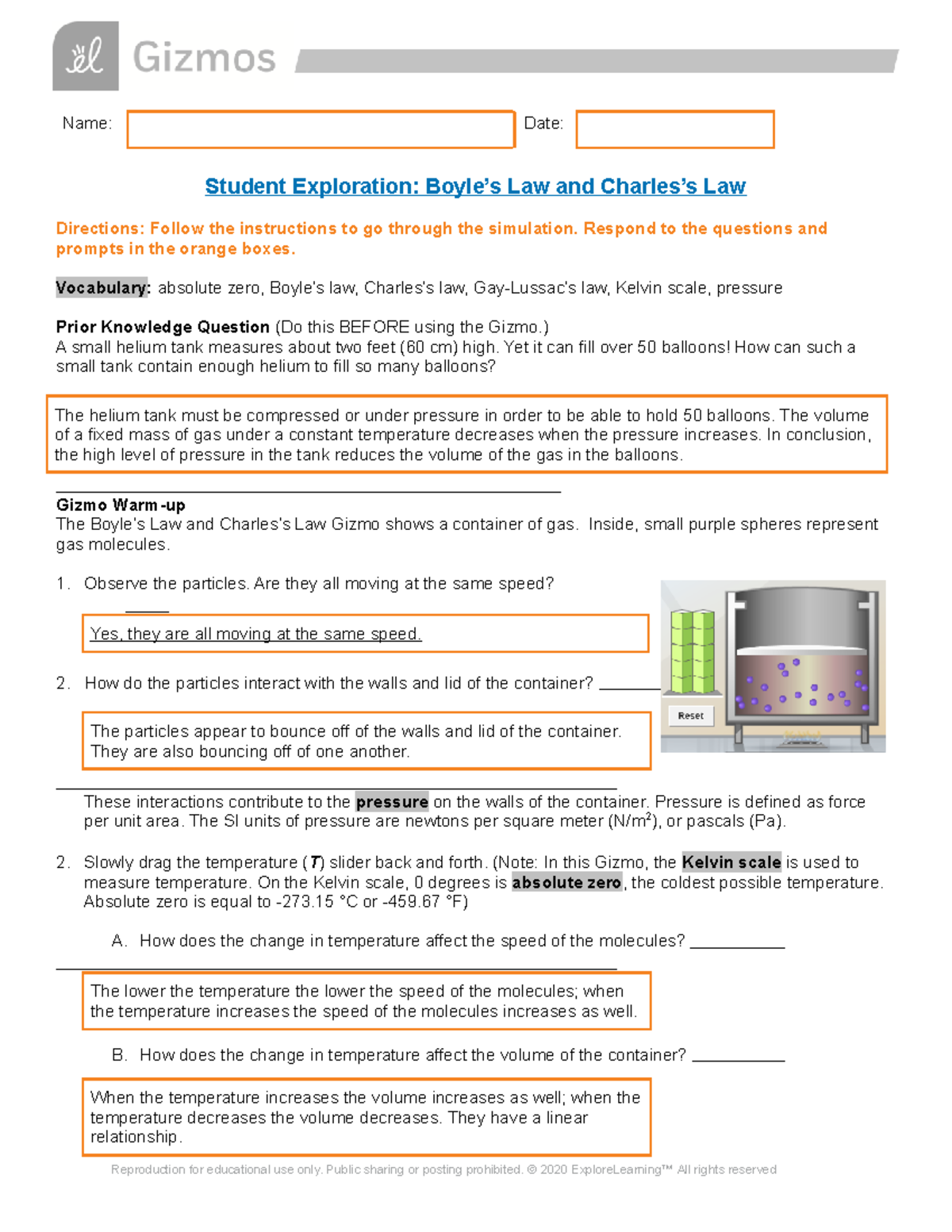 Law and Law Gizmo Gas Pressure and Temperature Studocu