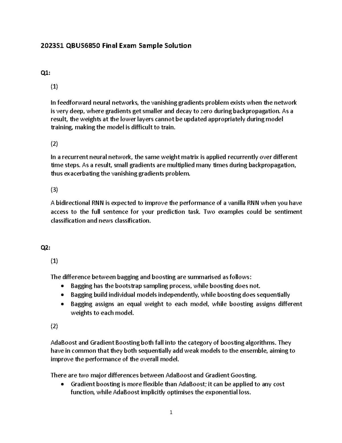 2023S1 QBUS6850 Final Exam Sample Solution - QBUS6850 - USyd - Studocu