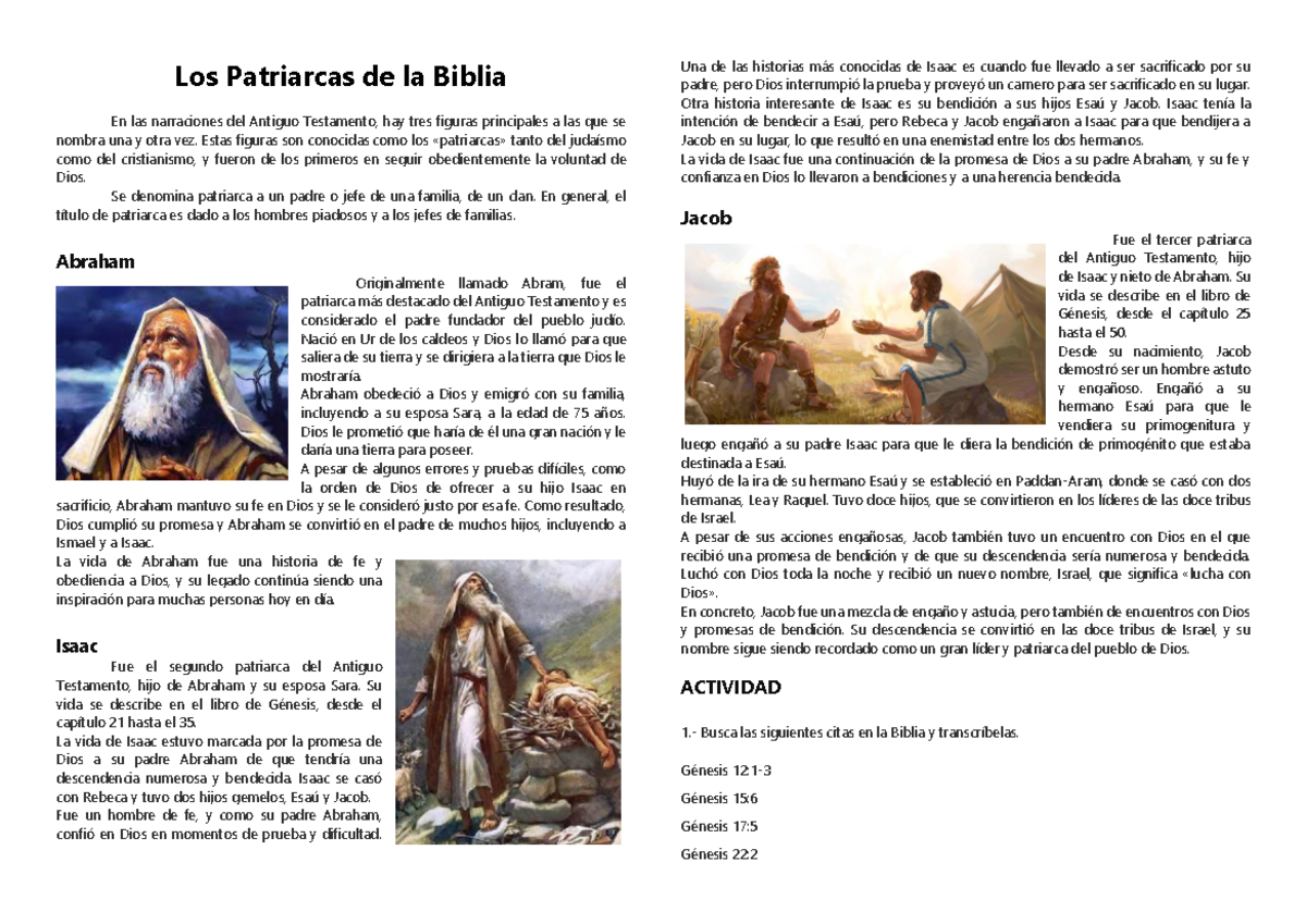 Los Patriarcas de la Biblia - Estas figuras son conocidas como los