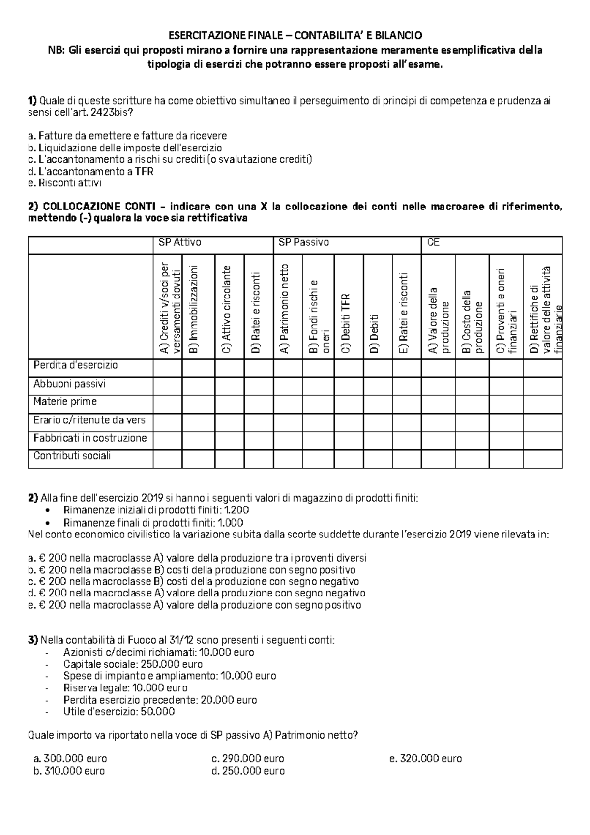 Esercitazione Finale Bilancio (Maurini) - Contabilità E Bilancio ...