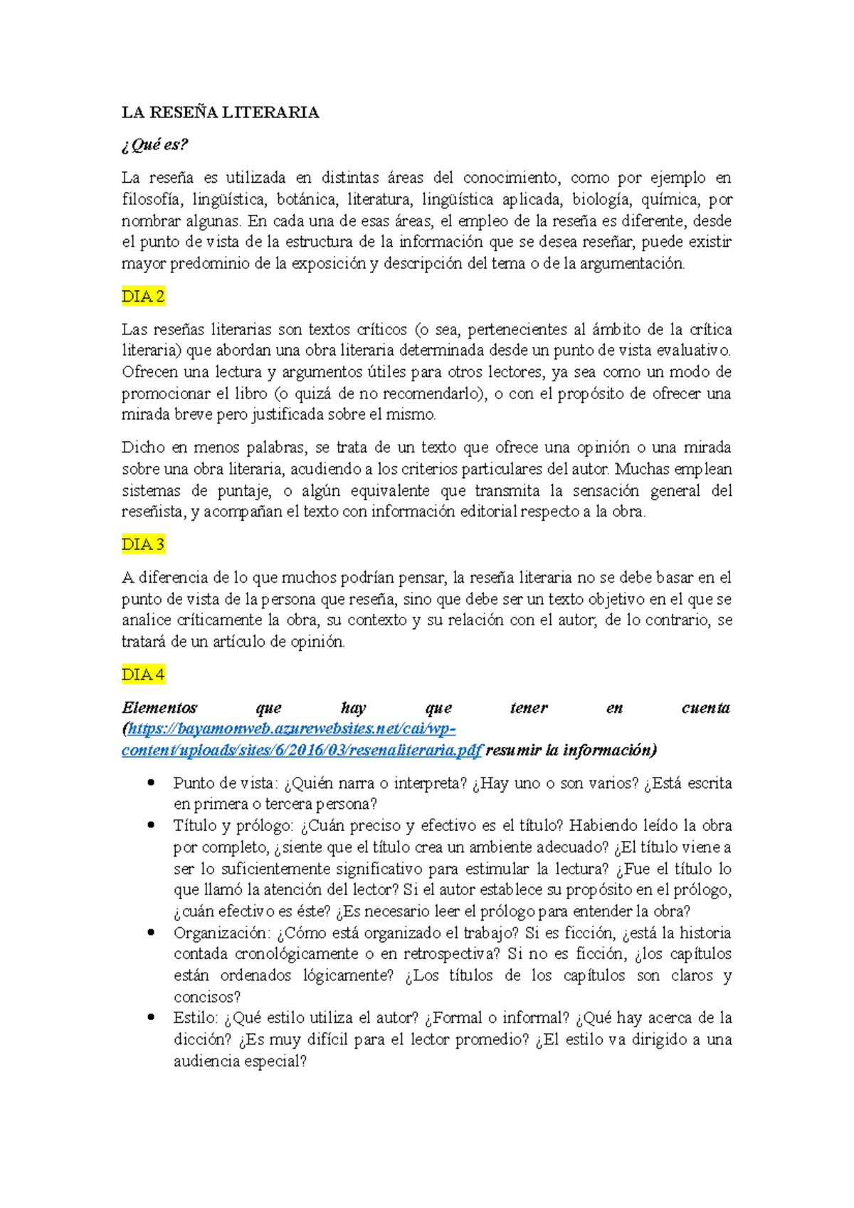 Txt LA Reseña Literaria - LA RESEÑA LITERARIA ¿Qué es? La reseña es ...