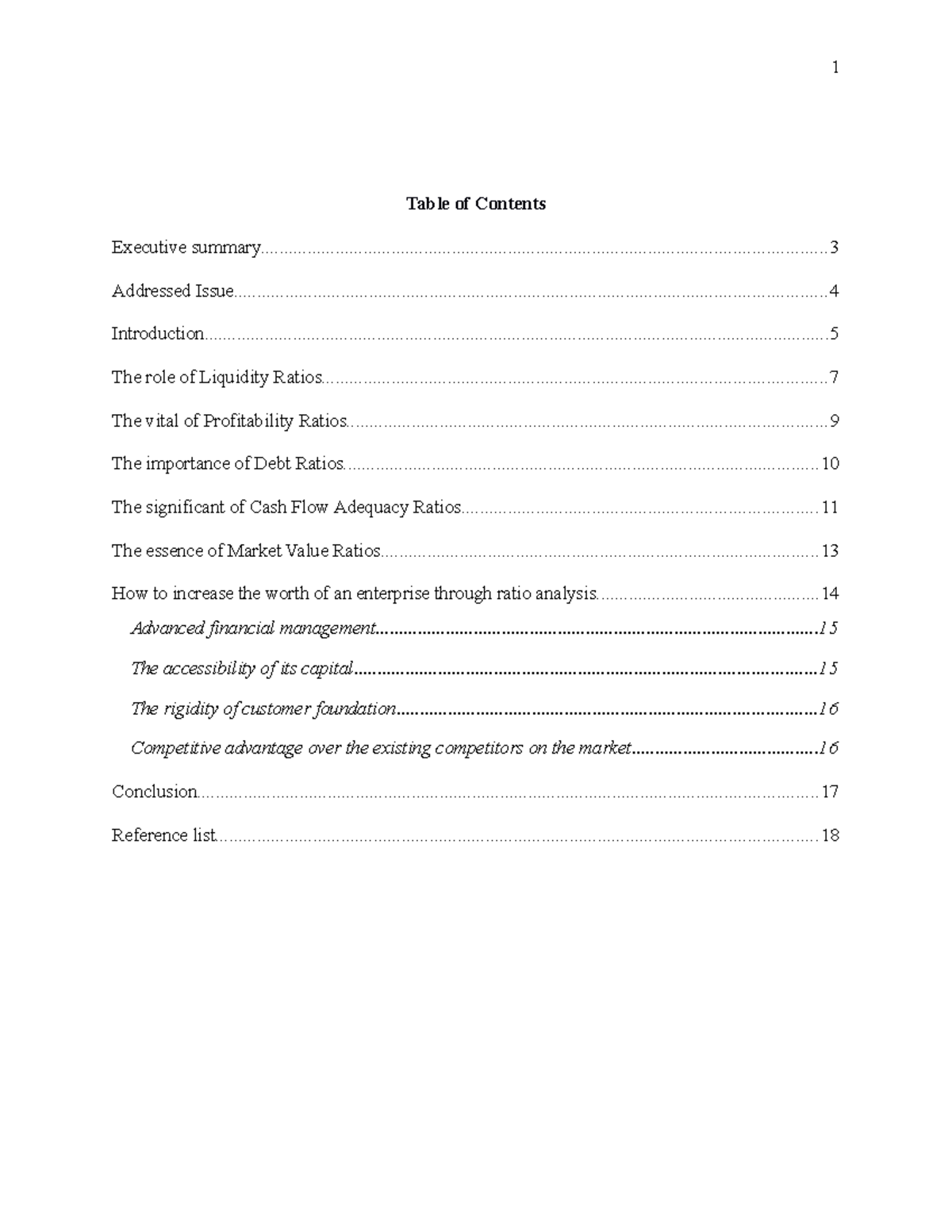 ACCT621-Group 4 Final Assignment - Table of Contents Executive - Studocu