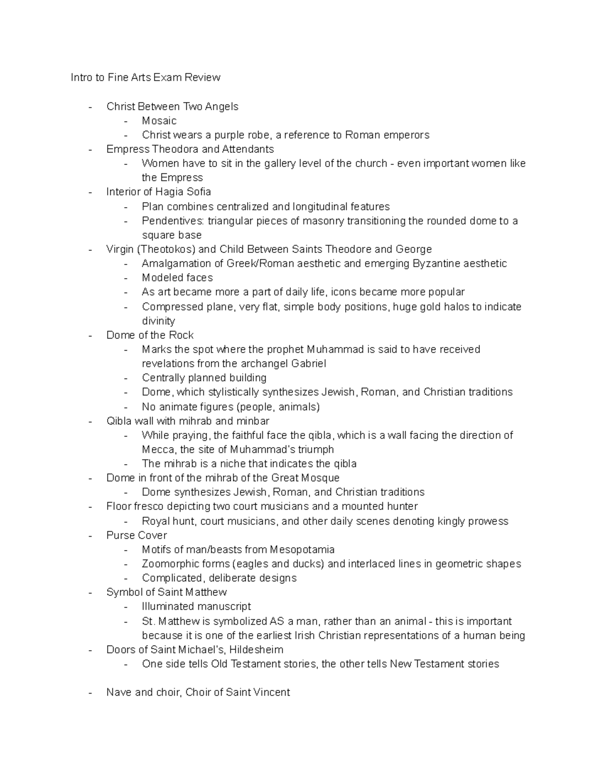 Intro to Fine Arts Exam Review Intro to Fine Arts Exam Review Christ