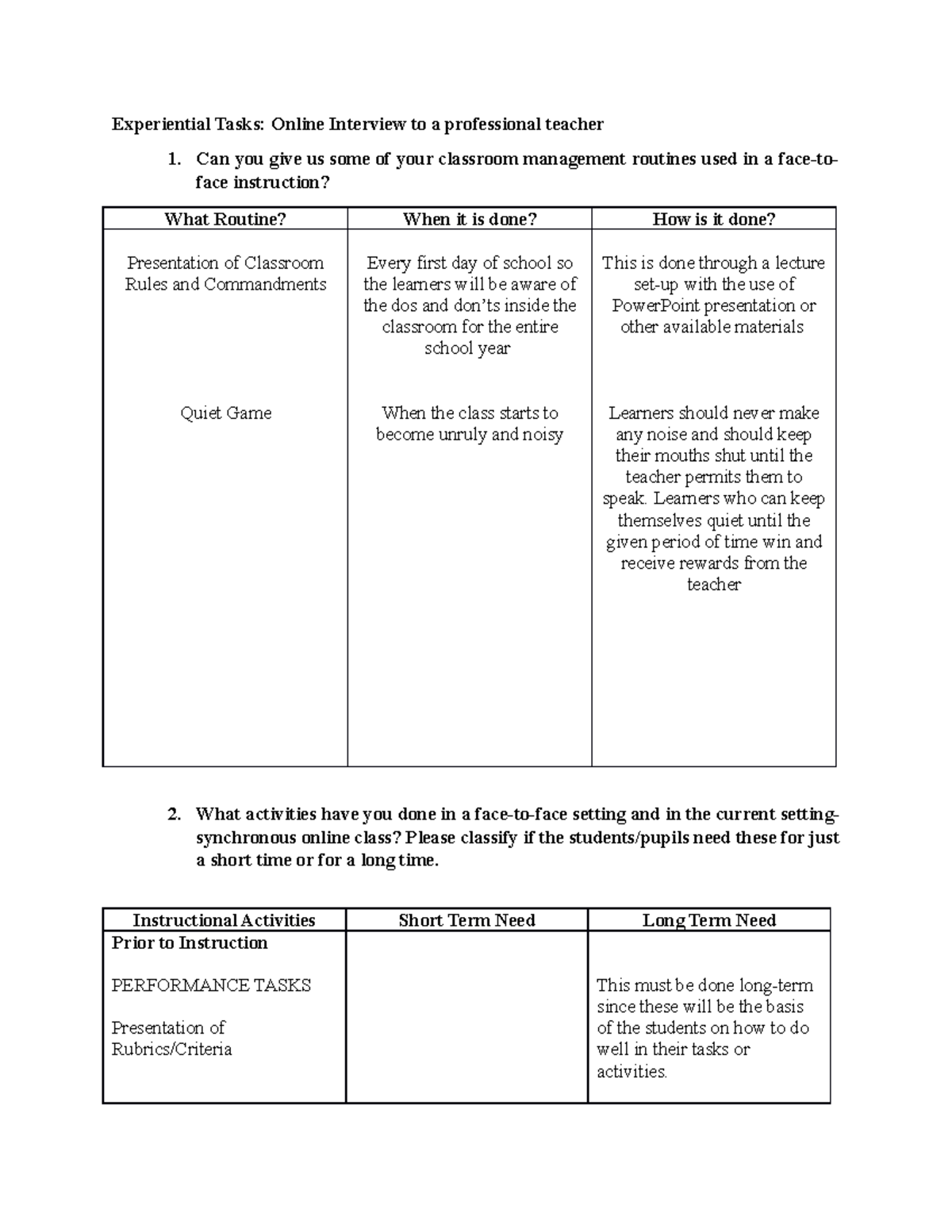 Field- Study-2 - I make my own answer. - Experiential Tasks: Online ...