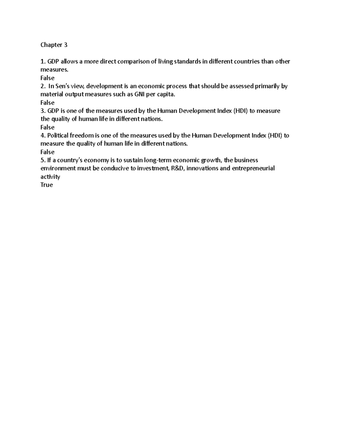CHAP 3 - National differences in Economic Development - Chapter 3 GDP ...