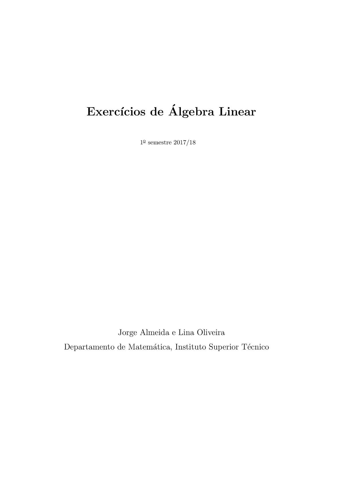 AL Exercicios - Exerc ́ıcios De ́Algebra Linear 1 O Semestre 2017 ...