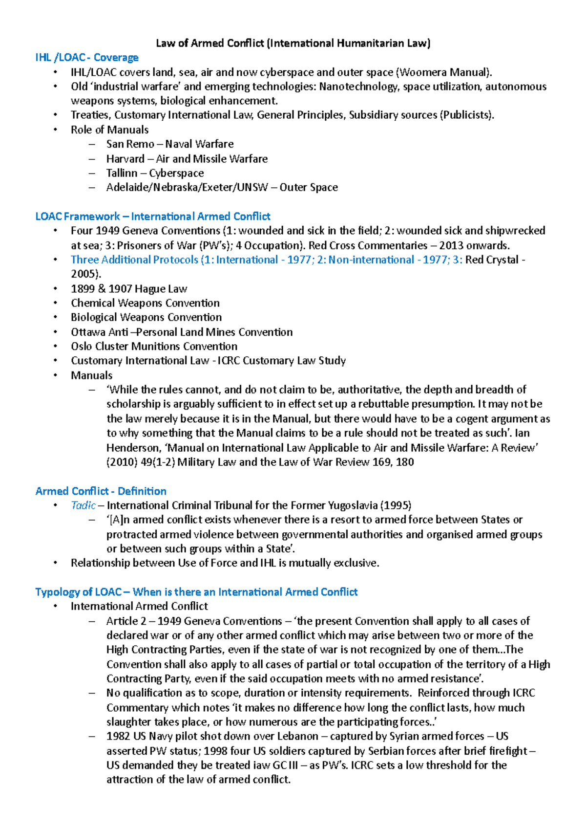 Week 11 - Law of Armed Conflict - Law of Armed Conflict (International ...