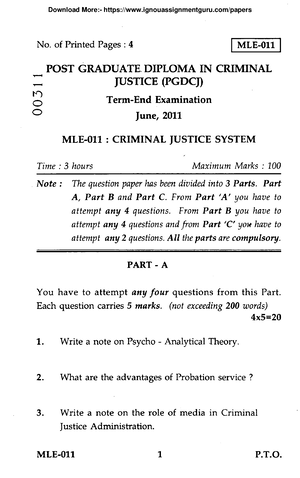 MLE 012 Previous Year Question Papers By Ignouassignmentguru - No. Of ...