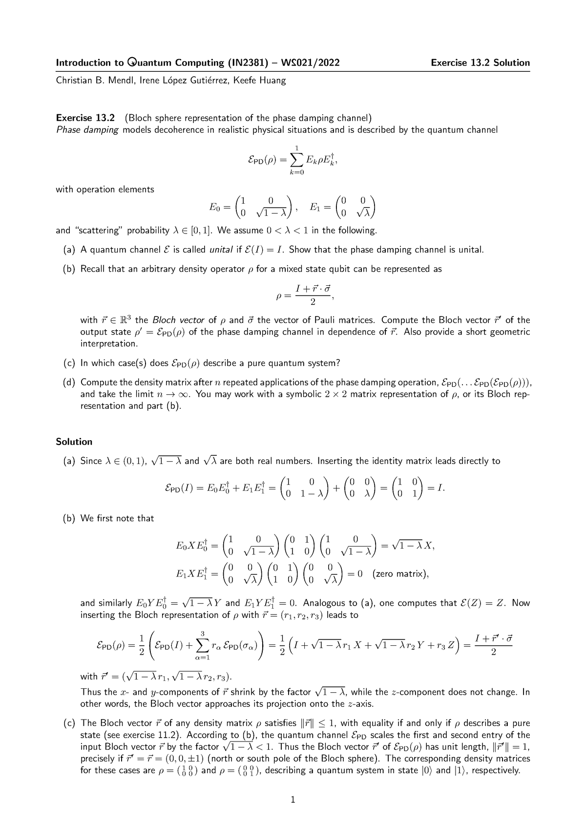 Exercise 13 - Introduction to uantum Computing (IN2381) – W 2 021/2022 ...