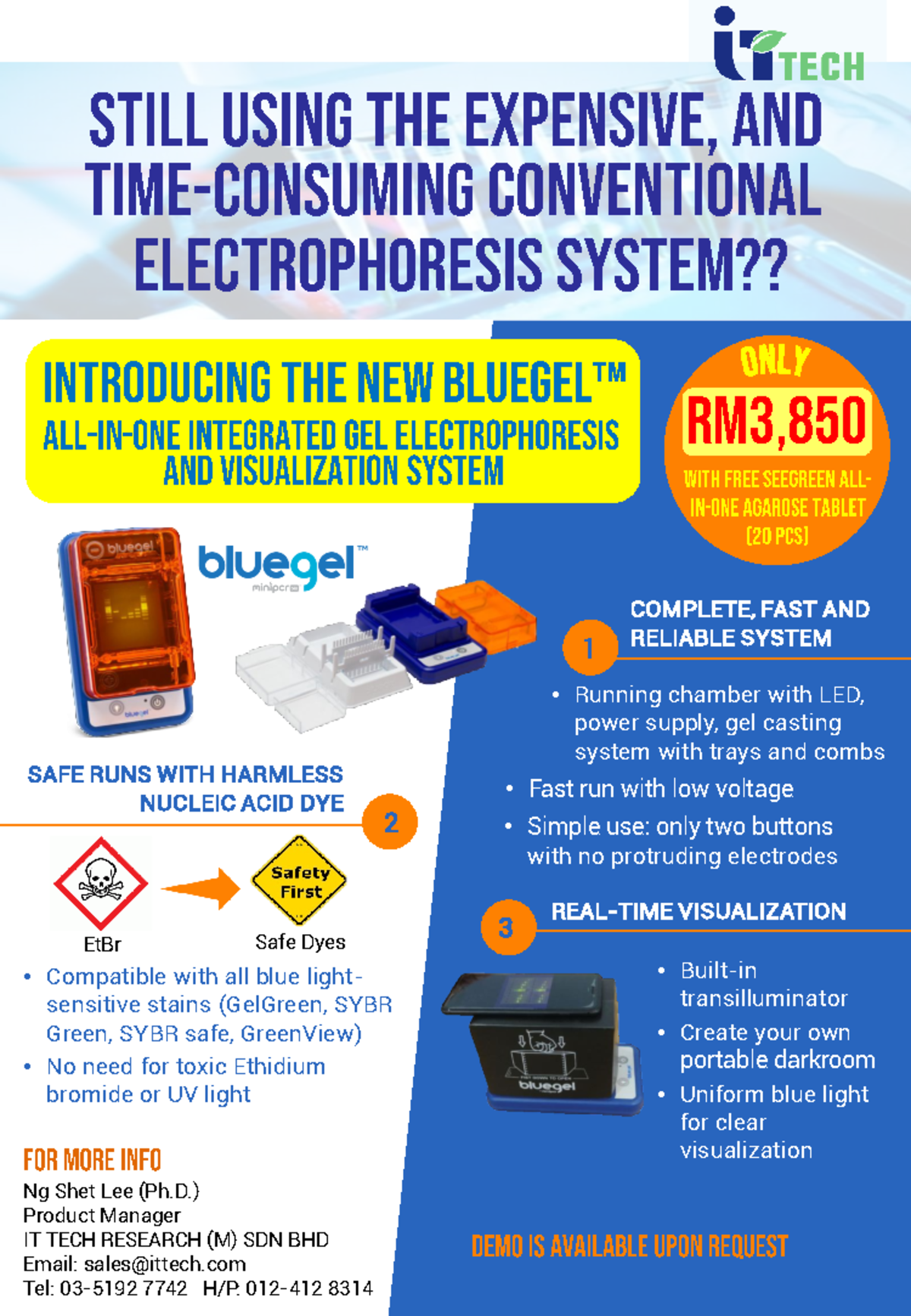 Blue Gel - Viewing Real Time Gel Electrophoresis - EtBr Safe Dyes ...