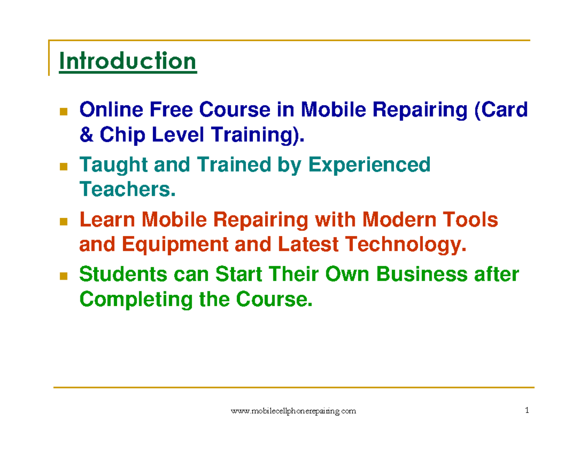 Mobile Phone Repairing PDF - mobilecellphonerepairing Introduction ...