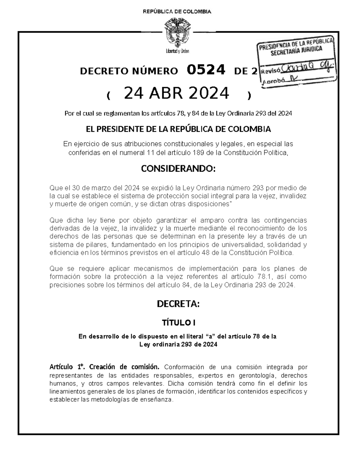 Decreto0524 del 24 de Abril del 2024 (1) DECRETO NÚMERO 0524 DE 2024