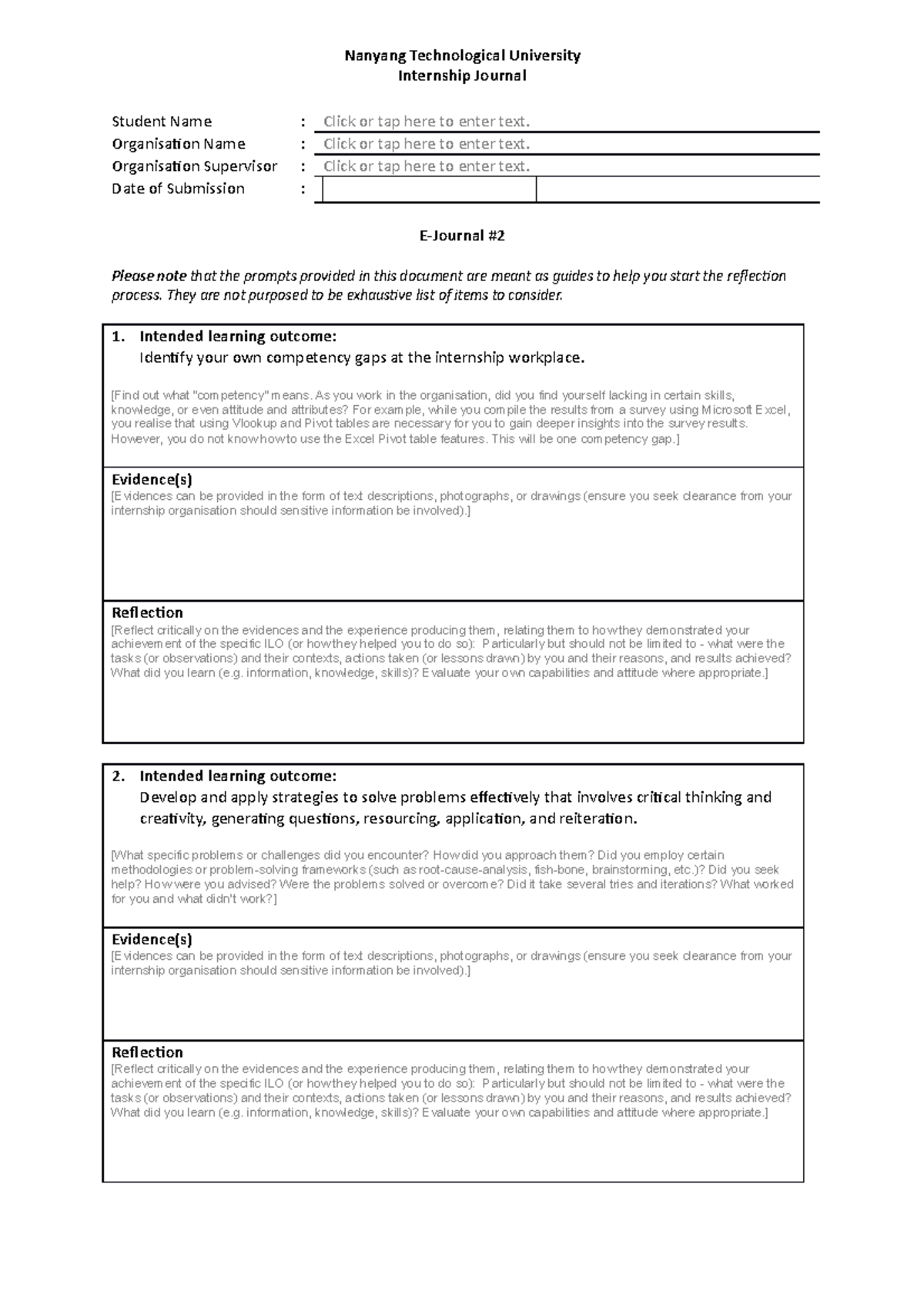 E-journal 2 (pi) - E-journal 2 Unfilled Form. E-journal 2 Unfilled Form 