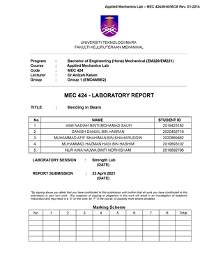 free vibration experiment lab report uitm