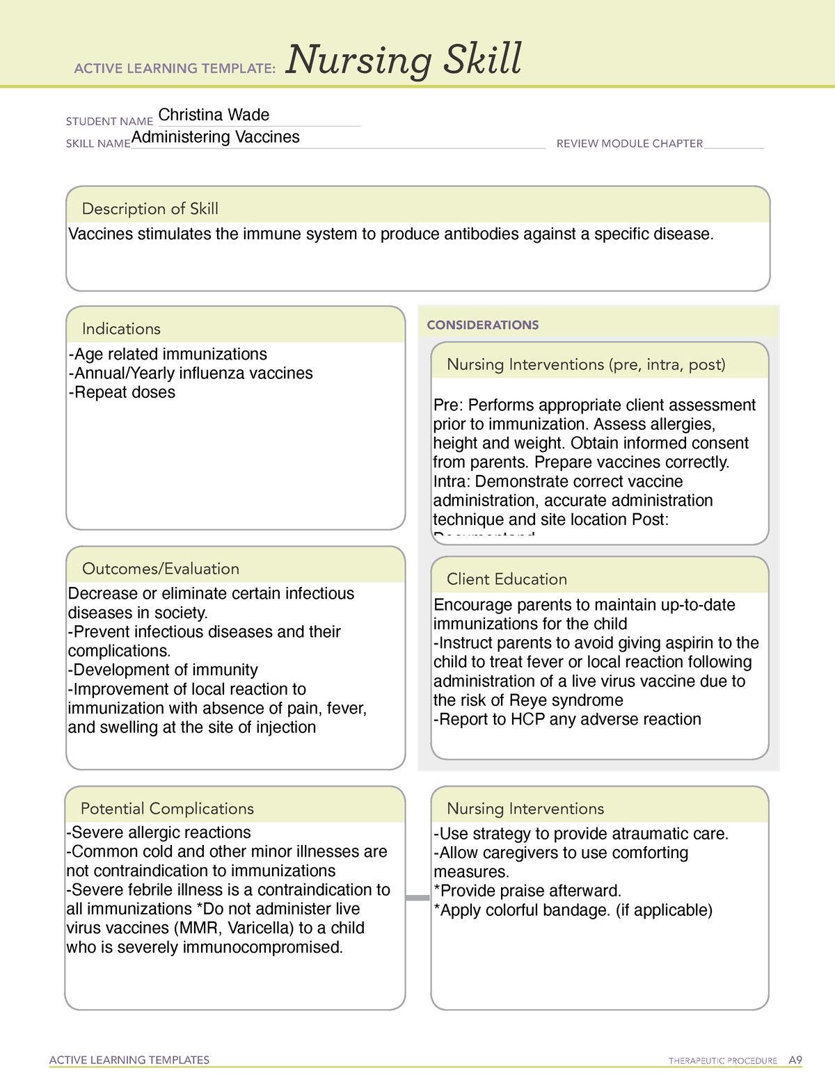 Active Learning Template Nursing Skill Vaccine - ACTIVE LEARNING ...