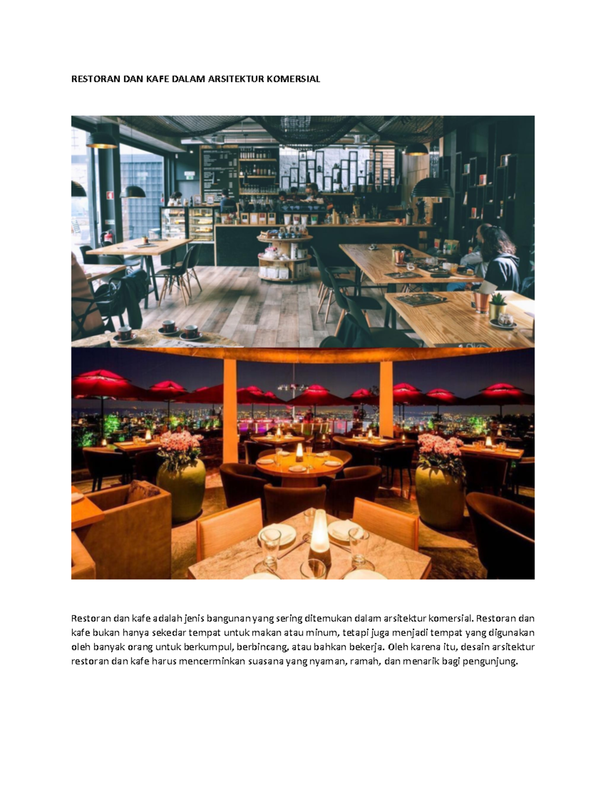 Restoran DAN KAFE Dalam Arsitektur Komersial - RESTORAN DAN KAFE DALAM