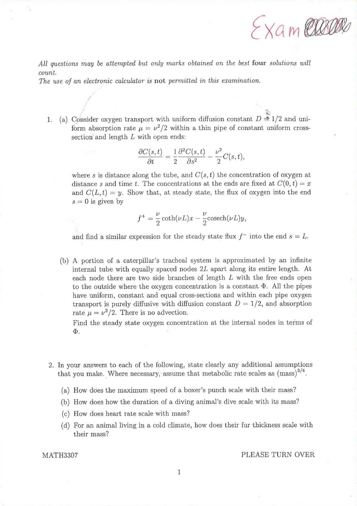 Exam 2009, Questions And Answers - MATH3307 - Studocu