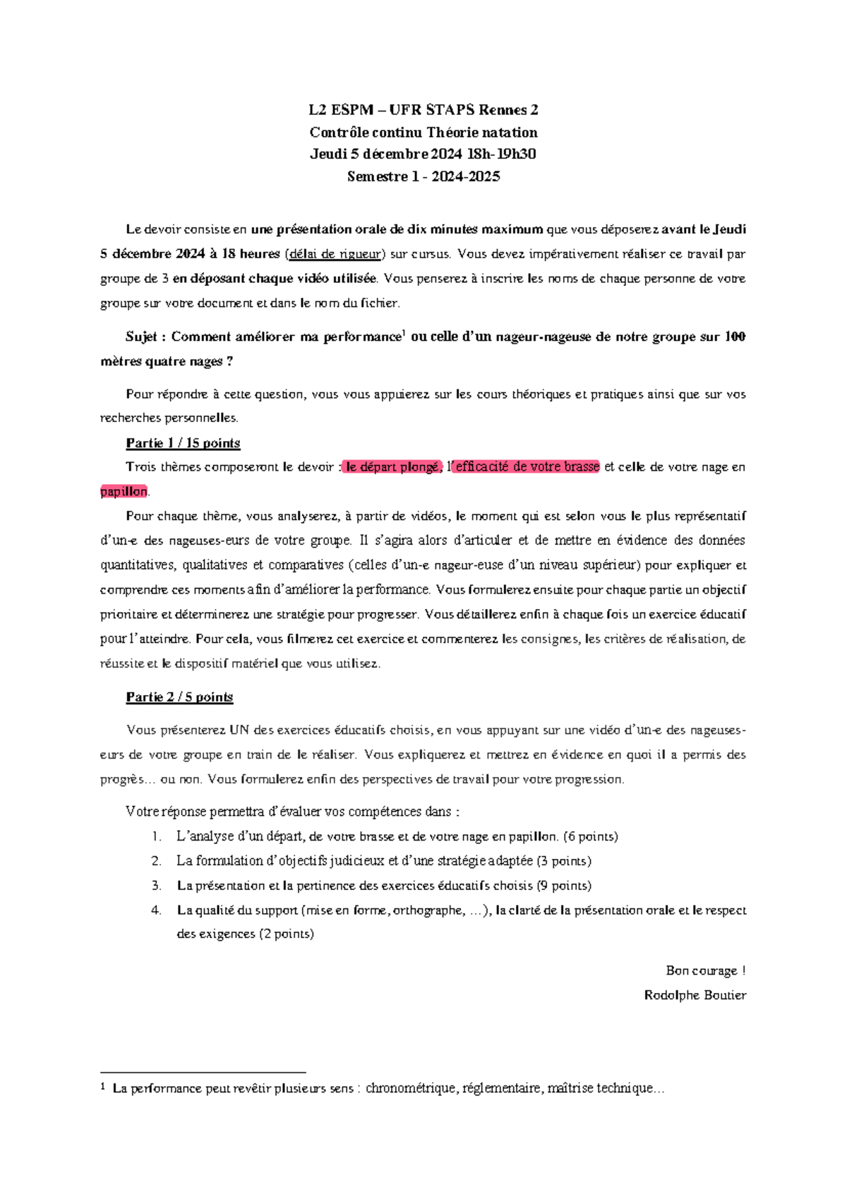 Dossier semestre 1 L2 ESPM Natation 2024 2025 - L2 ESPM – UFR STAPS ...