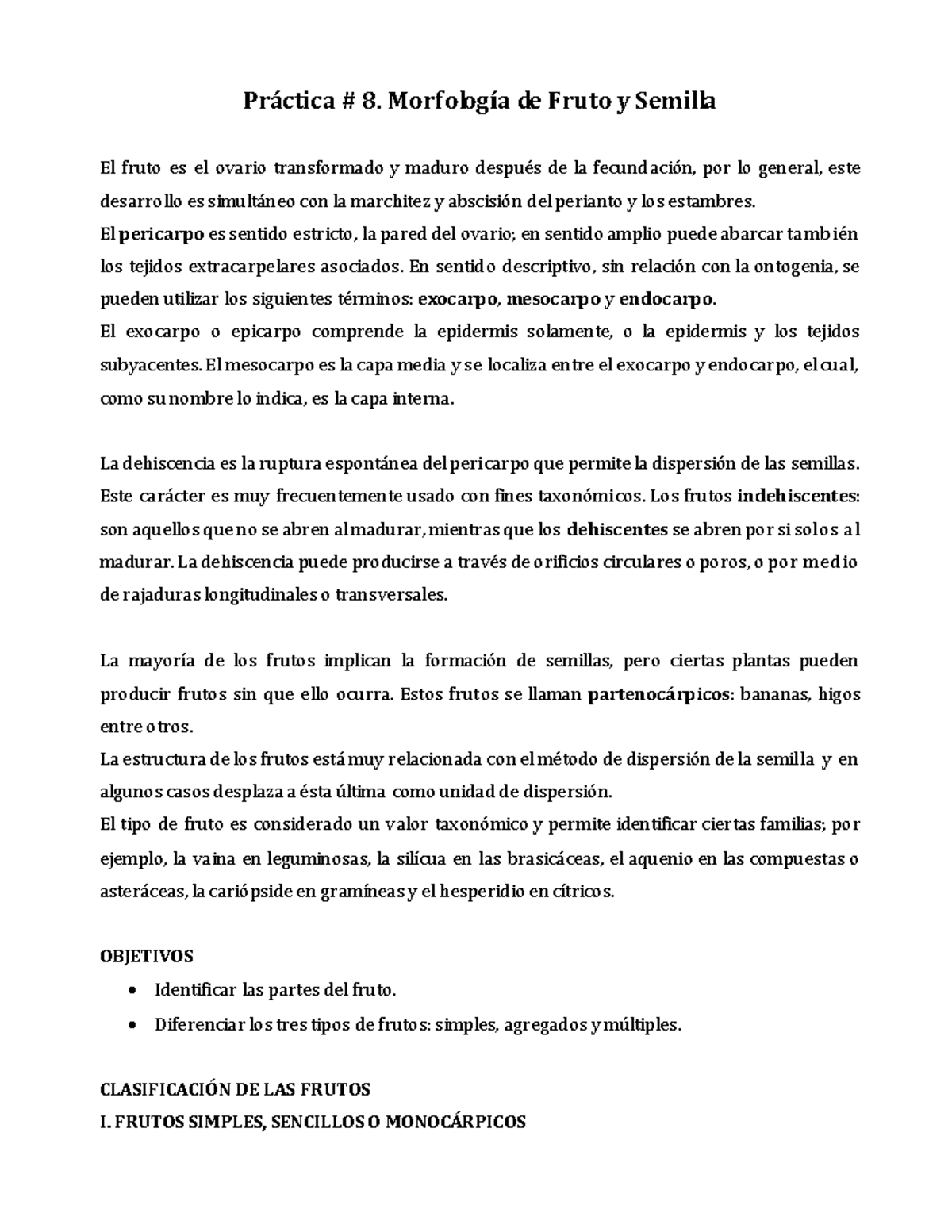 Práctica 8. Fruto y semilla - Práctica # 8. Morf ología de Fruto y ...