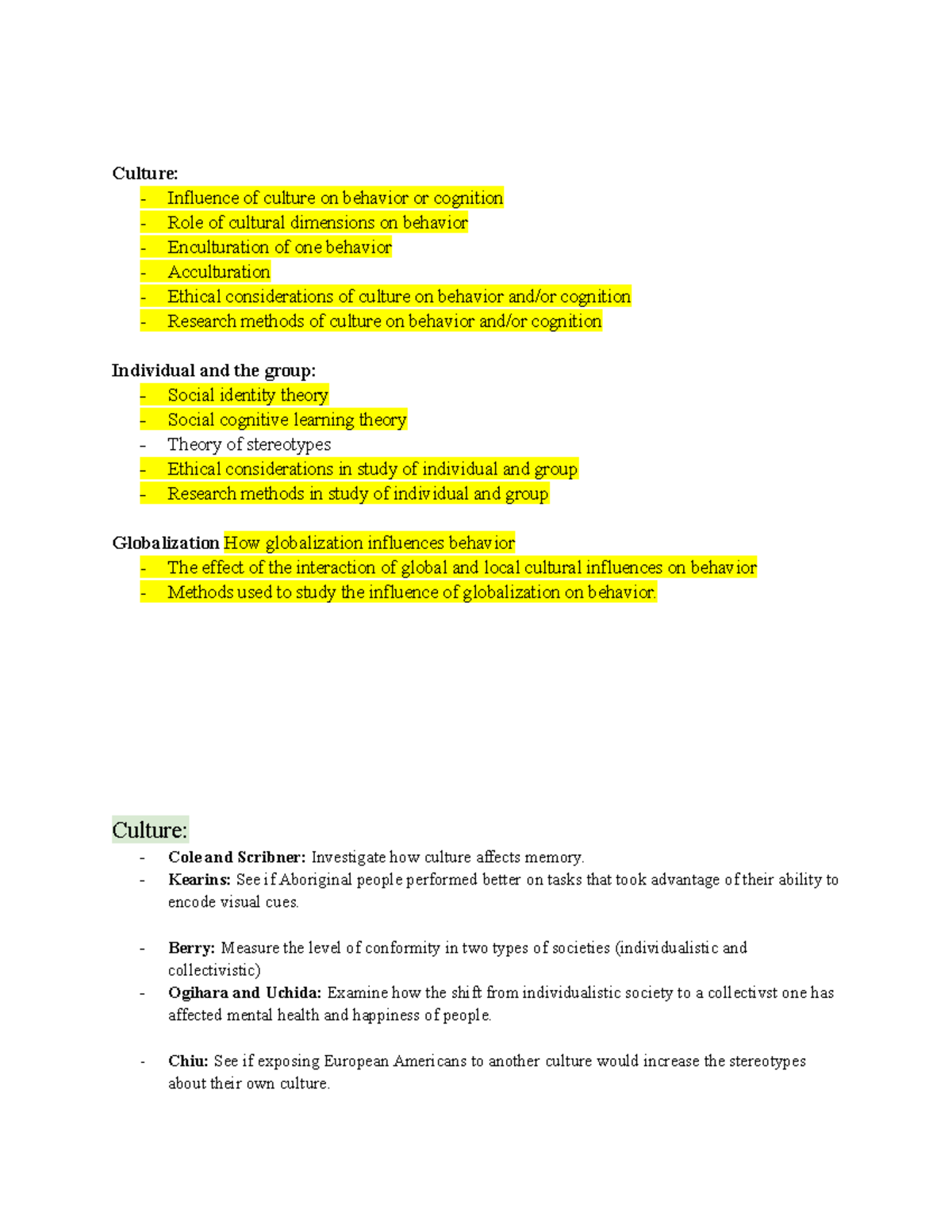 Socio-cultural IB Exams - Culture: - Influence Of Culture On Behavior ...