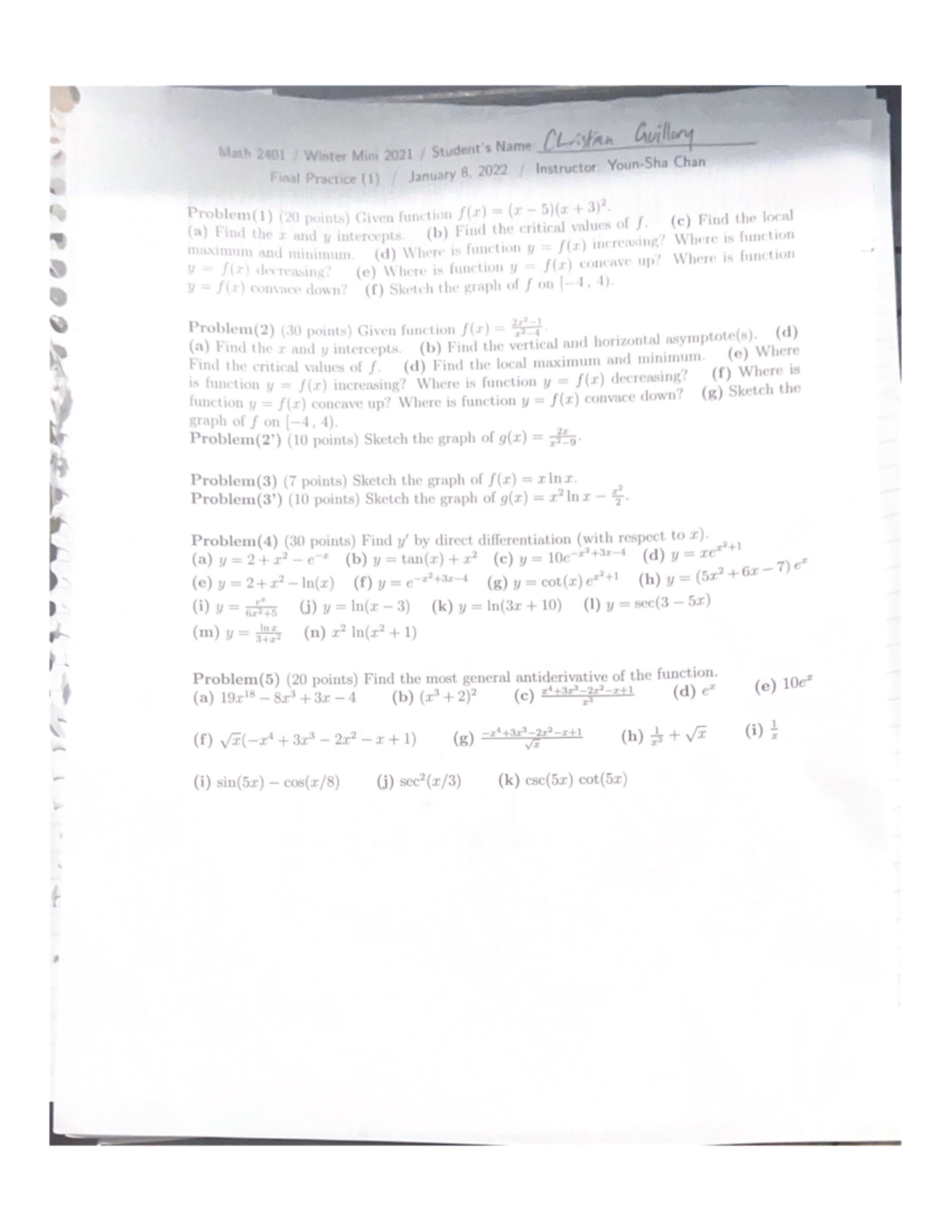 Math 2401 HW3 Calculus Hw from UHD. MATH 2401 Studocu