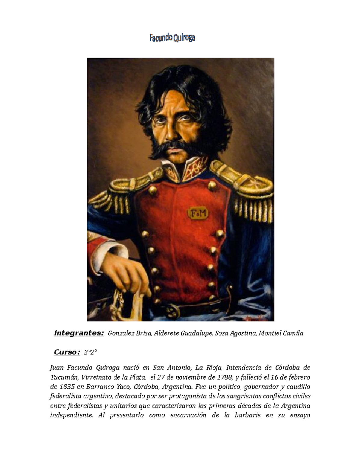 Facundo quiroga - Fue un político, gobernador y caudillo federalista ...