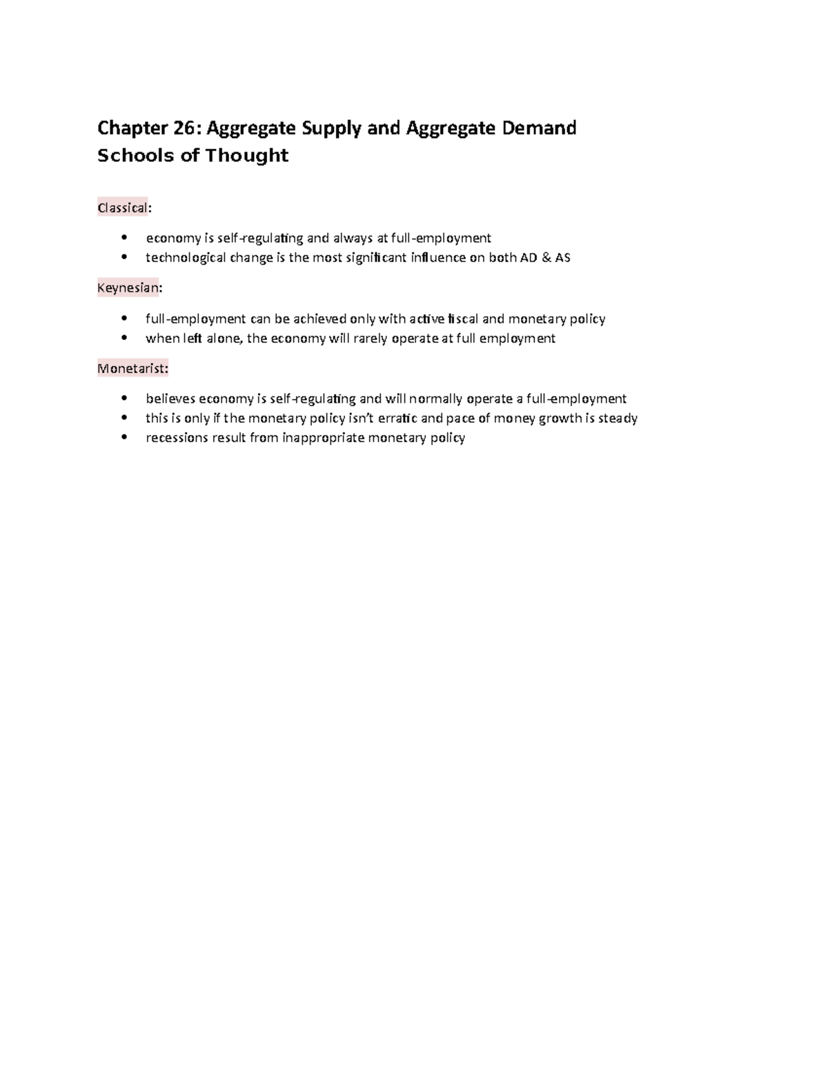 Final Exam Notes - Chapter 26: Aggregate Supply and Aggregate Demand ...