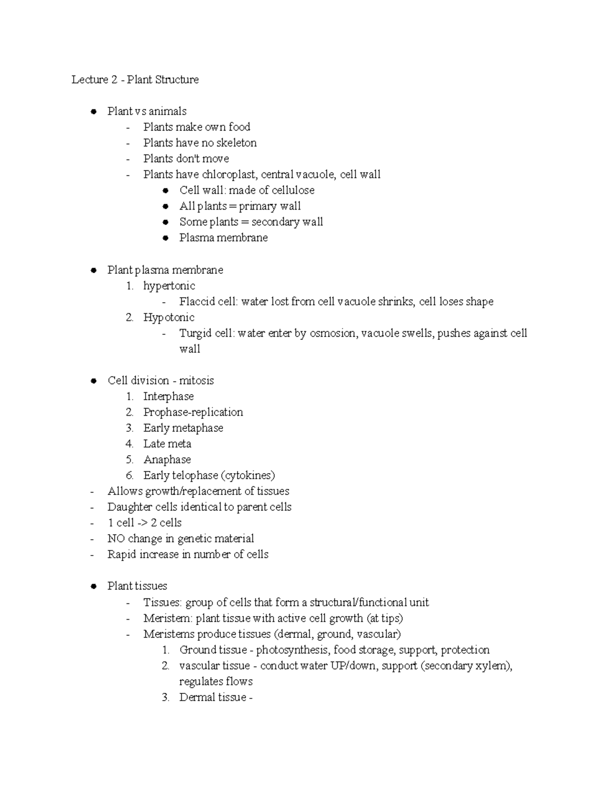 Lecture 2 - Plant Structure - Lecture 2 - Plant Structure Plant vs