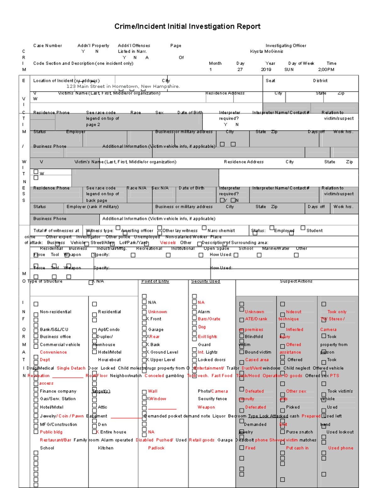 Week 3 written formal report criminal Crime/Incident Initial