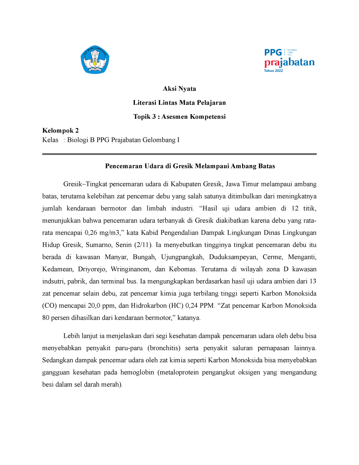 Aksi Nyata Aksi Nyata Literasi Lintas Mata Pelajaran Topik 3