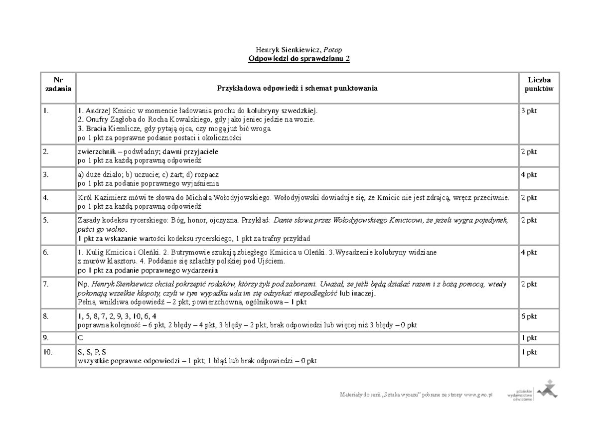 Potop klucz 2 pdf - Materiały do serii „Sztuka wyrazu” pobrane ze