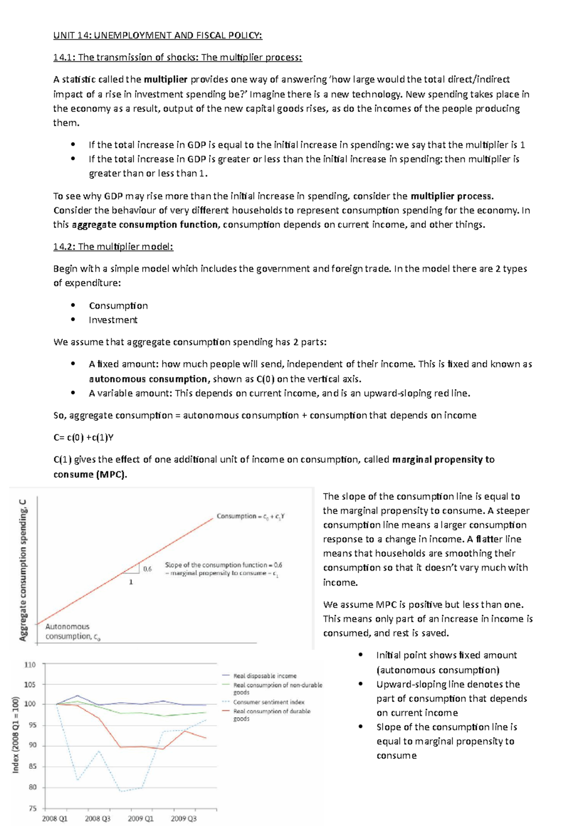 Unit 14 Notes - UNIT 14: UNEMPLOYMENT AND FISCAL POLICY: 14: The ...