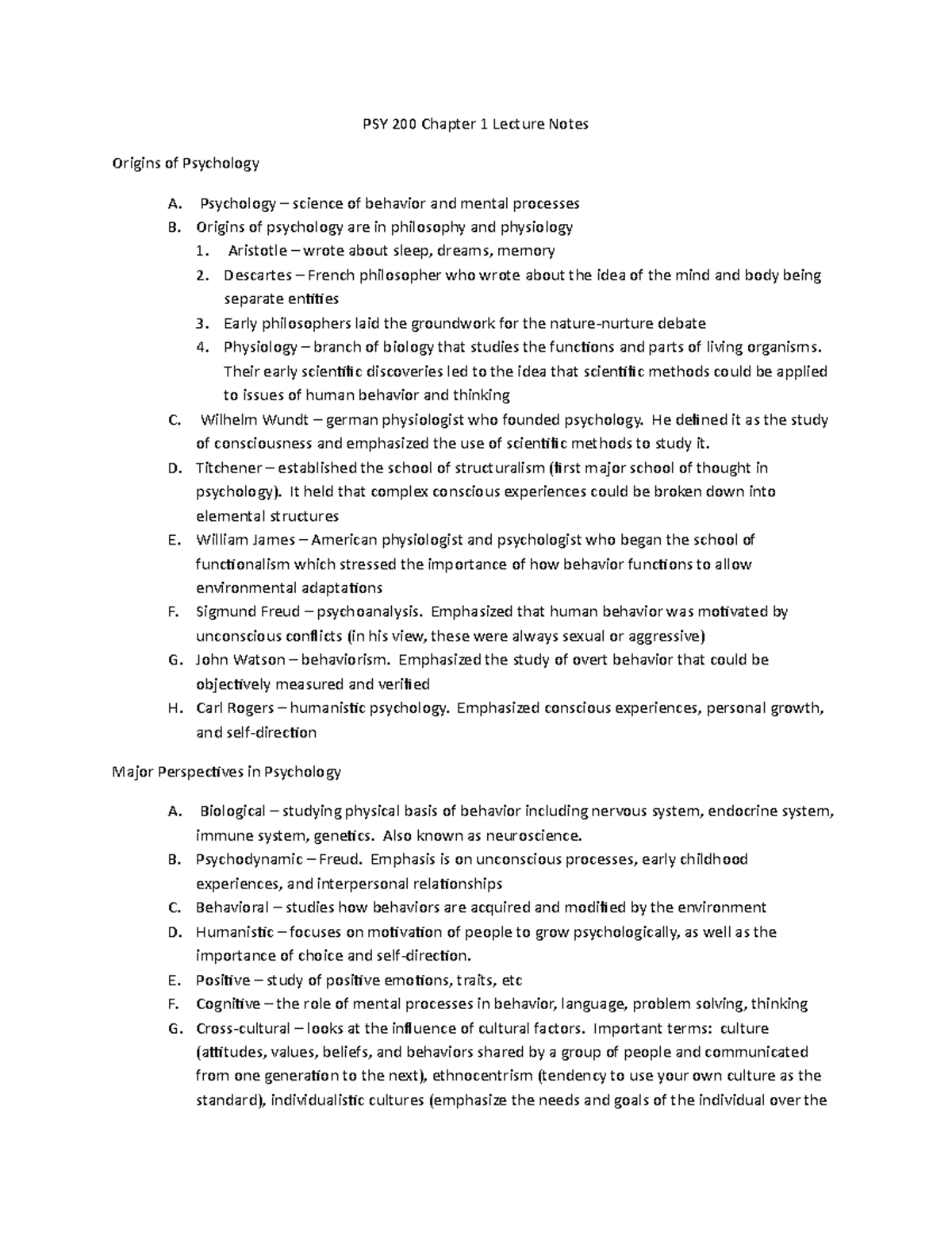 PSY 200 Chapter 1 Lecture Notes 8E (1) (1) (2) (1) (1) (1) - PSY 200 ...