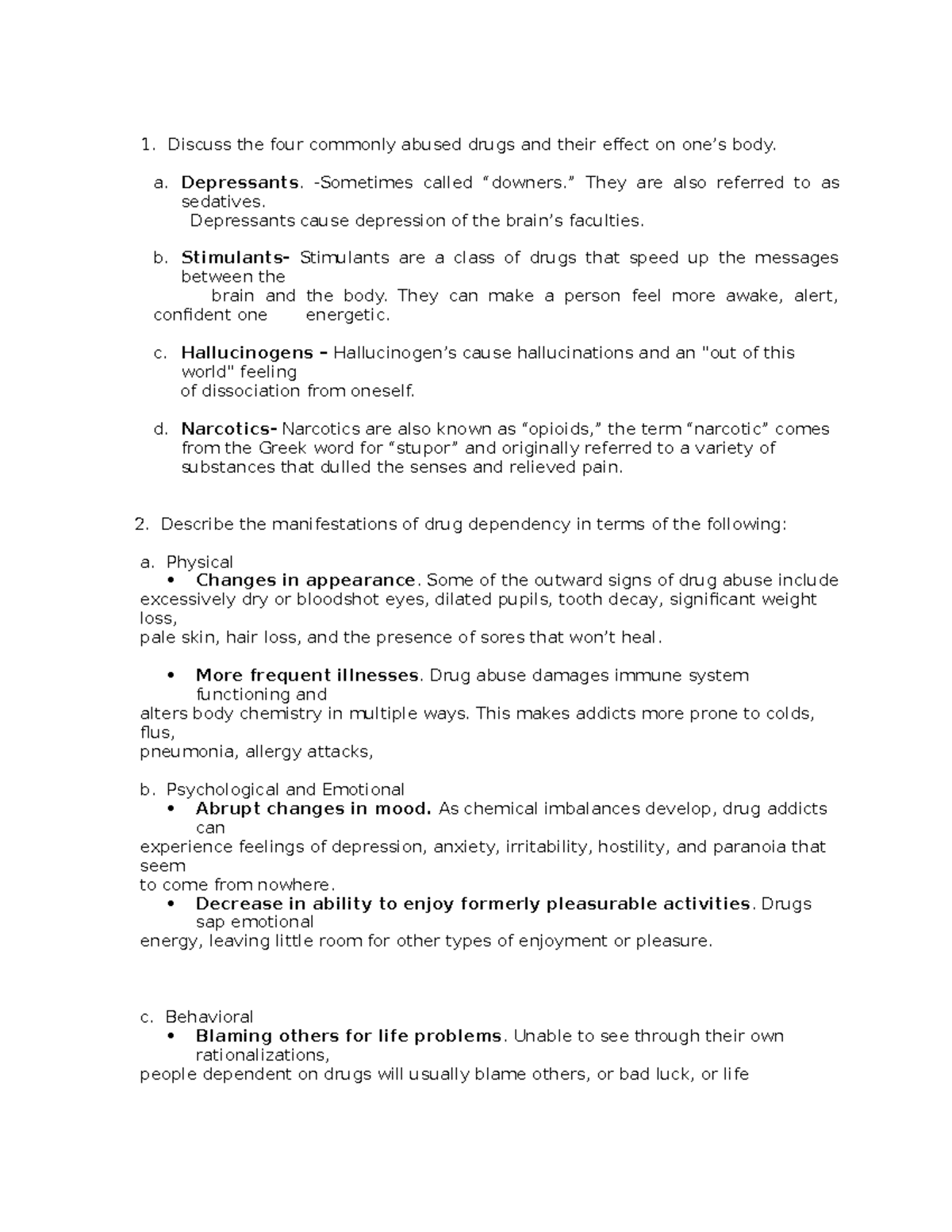 NSTP Module 4 - Discuss the four commonly abused drugs and their effect ...