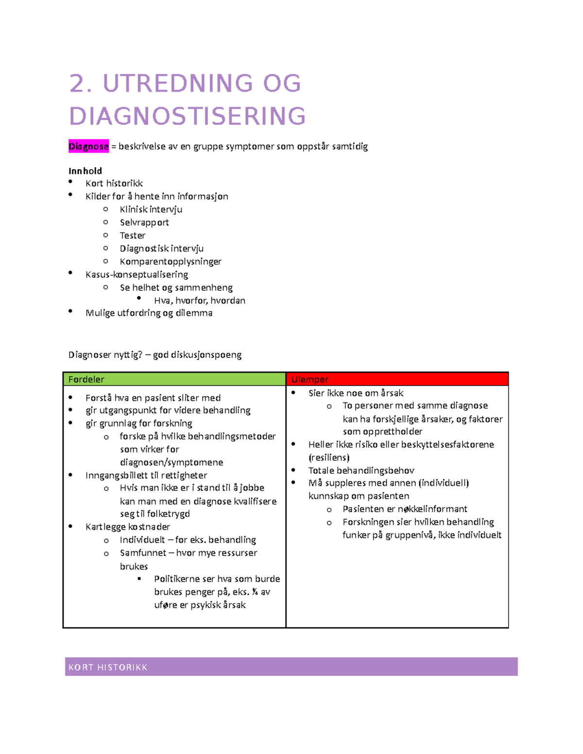 2. Utredning Og Diagnostisering - 2. UTREDNING OG DIAGNOSTISERING ...