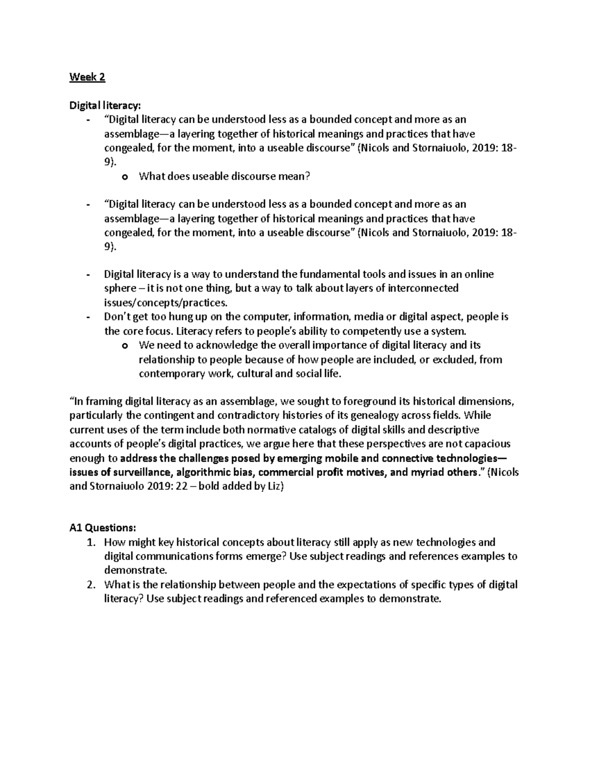 W2 - edfrgtyhgtfds - Week 2 Digital literacy: - “Digital literacy can ...