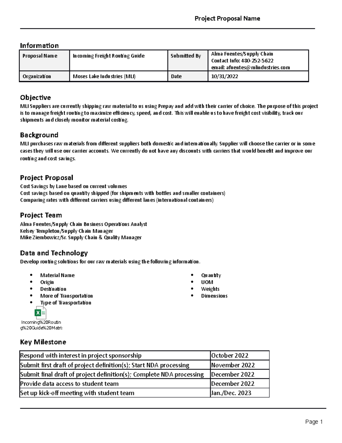 MLI - ASU SCM Routing Guide Project Proposal 2022Rev1 - Project ...