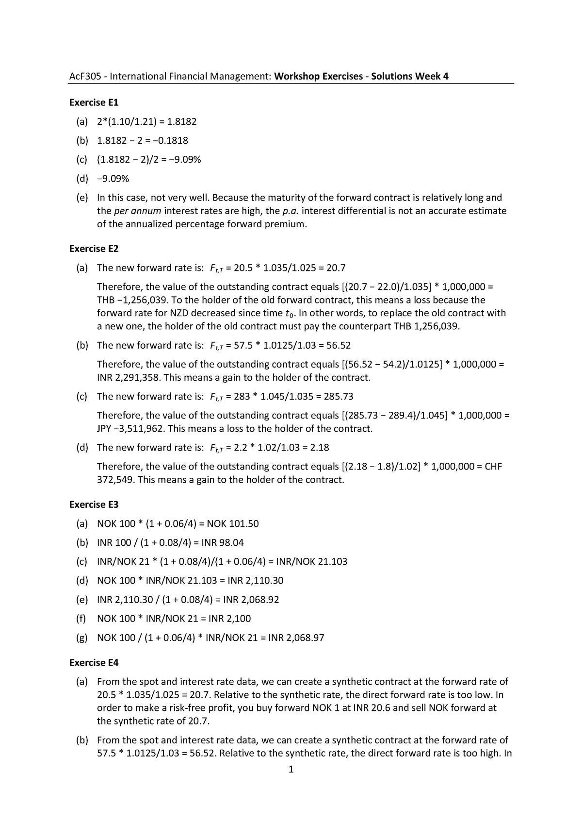 Solutions Tutorial 3 International Financial And Risk Management Studocu