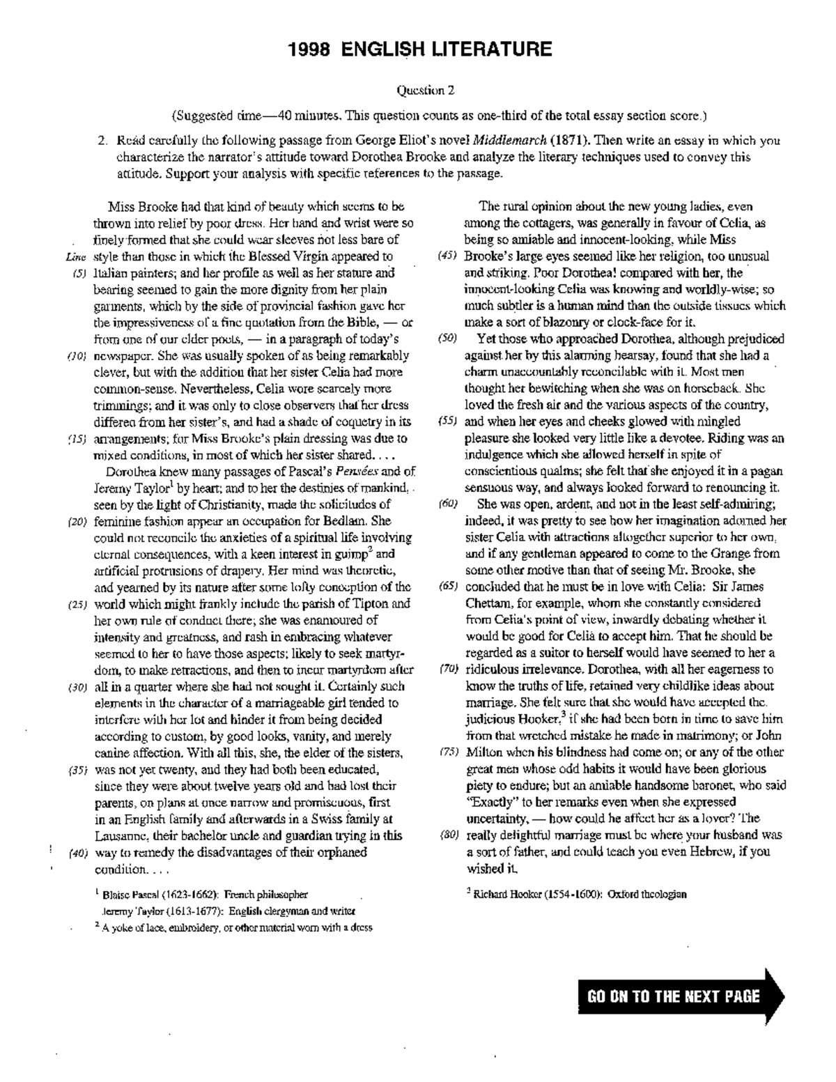 1998 Prose Question - 1998 ENGLISH LITERATURE Question 2. (Suggested ...