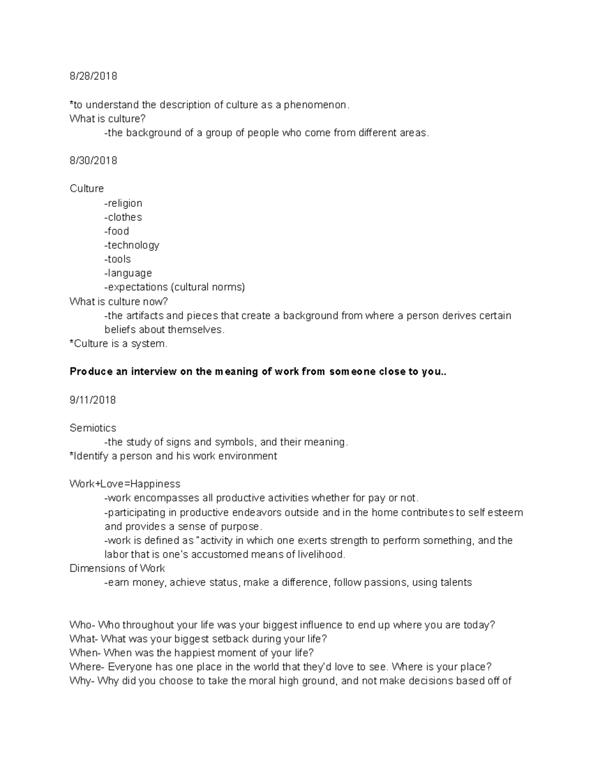 Cross Cultural Perspective 8/28/ *to understand the description of