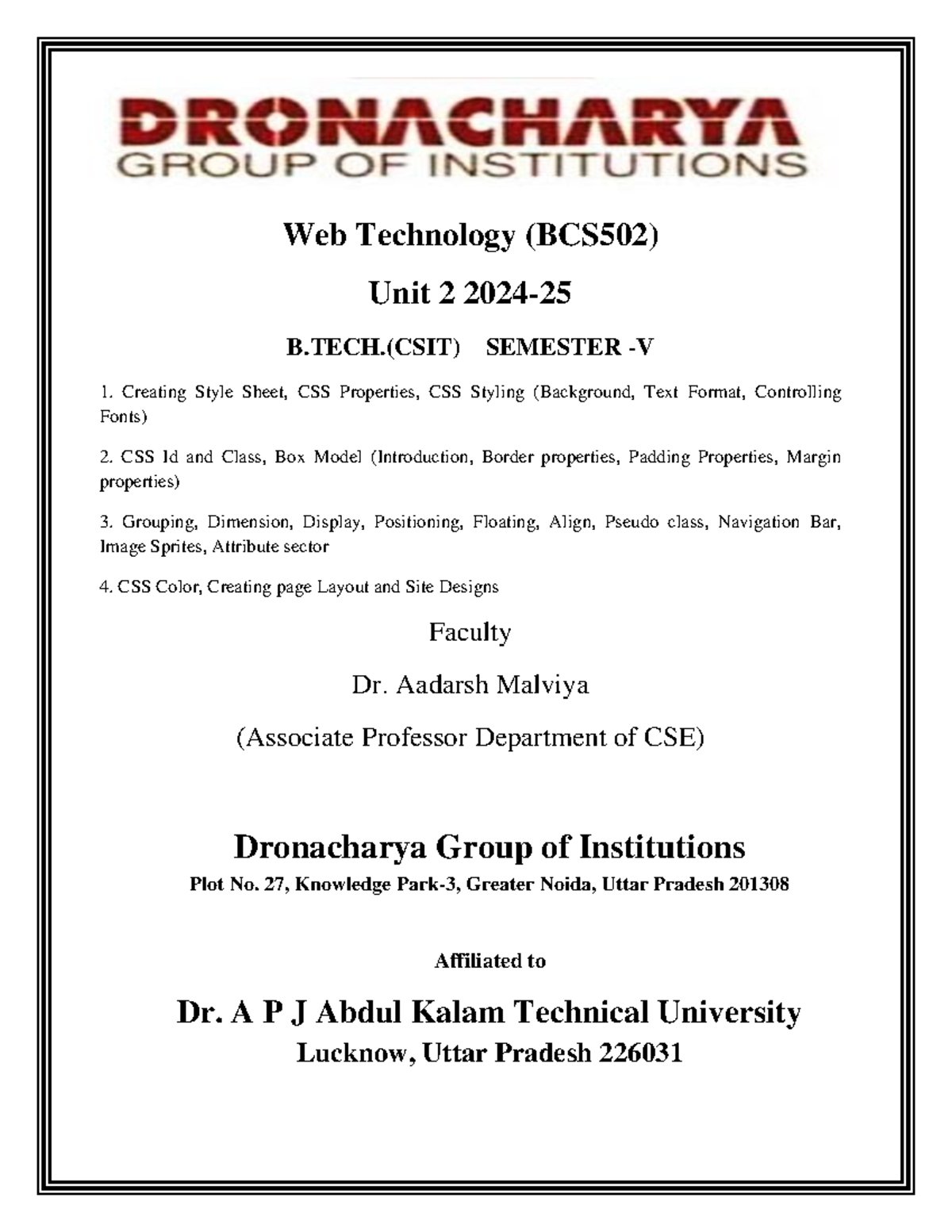 Wt-notes-unit2 - dsefgfrhehje sgedge - Web Technology (BCS502) Unit 2 ...