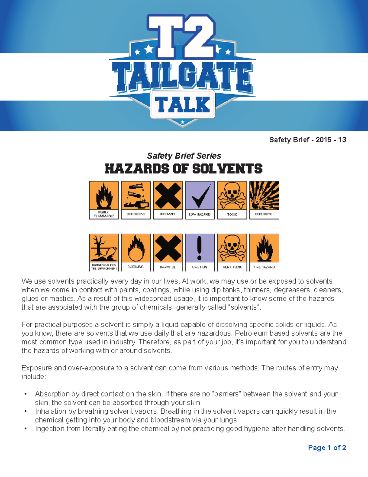 Hazards-of-Solvents - vhj - Safety Brief - 2015 - 13 HAZARDS OF ...