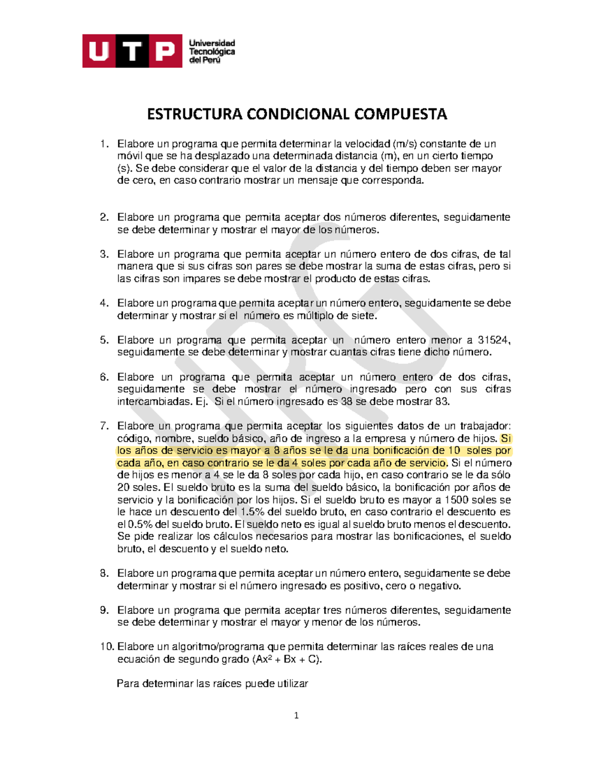 S03.s2 - Tarea Estructura Condicional Compuesta - 1 ESTRUCTURA ...