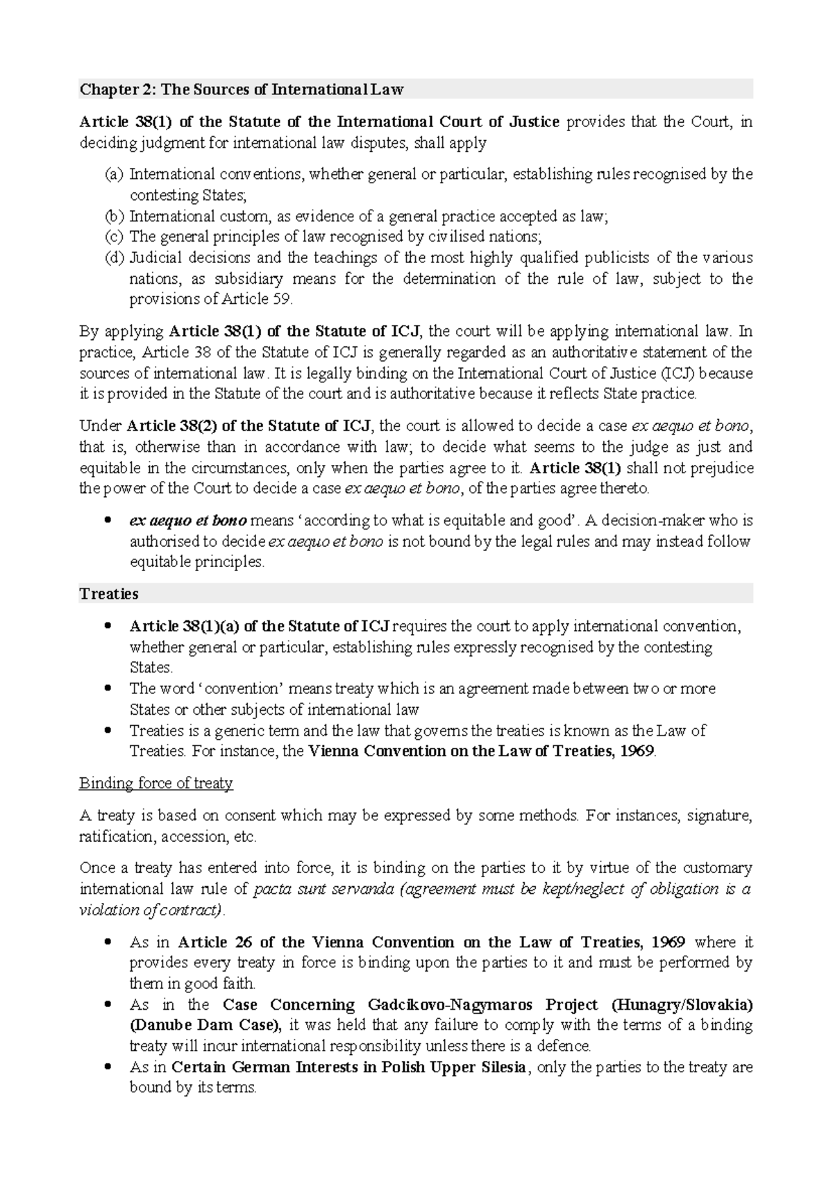 Chapter 2 Sources of IL Notes - Chapter 2: The Sources of International ...