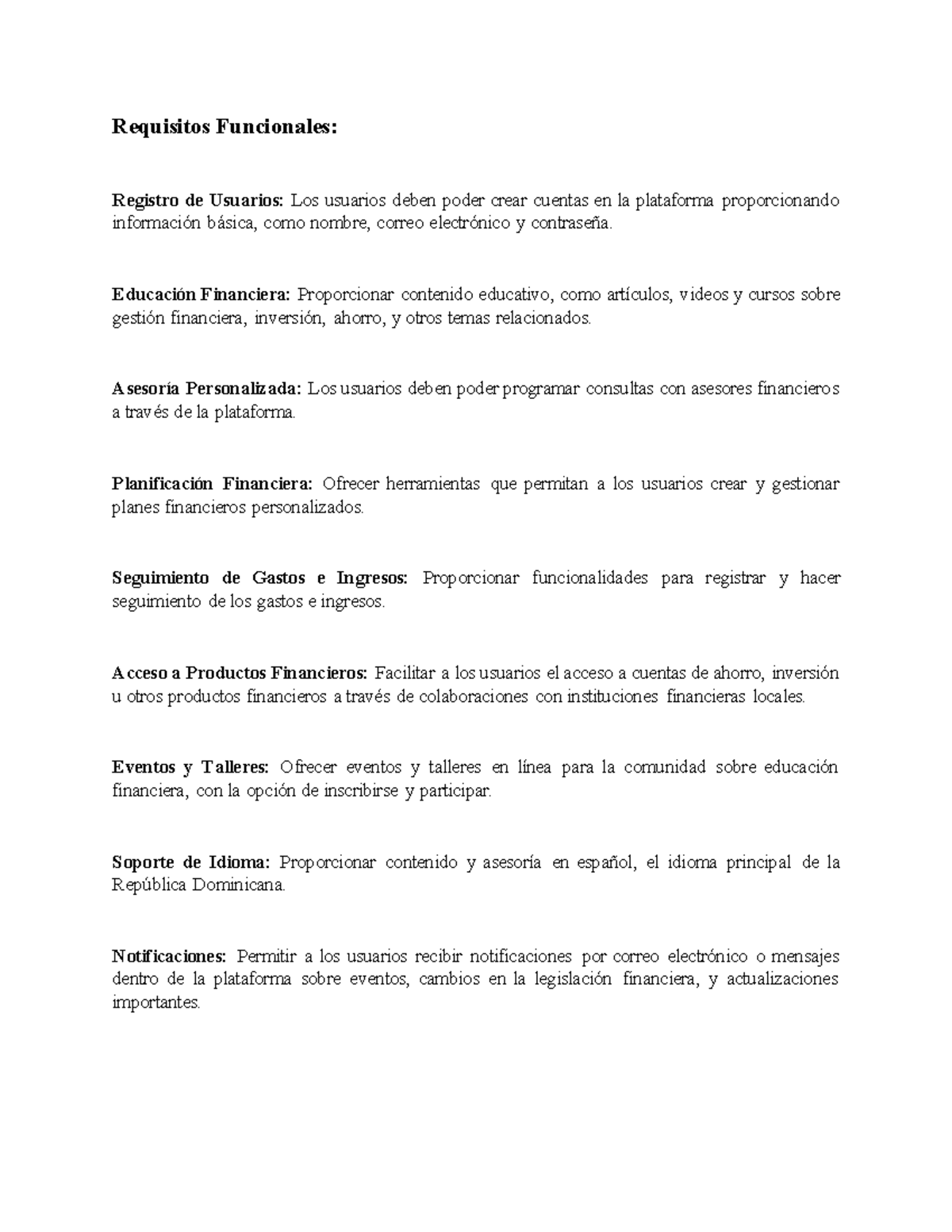 Requisitor Funcionales y No funcionales - Requisitos Funcionales ...