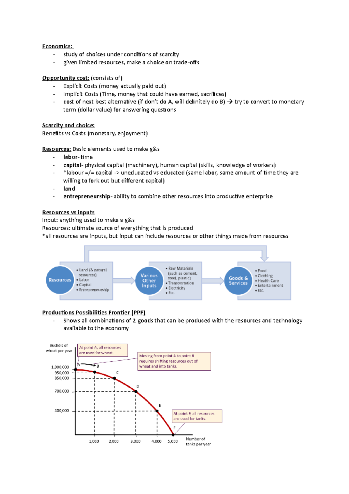 EC Notes 1 - Economics: - study of choices under conditions of scarcity ...