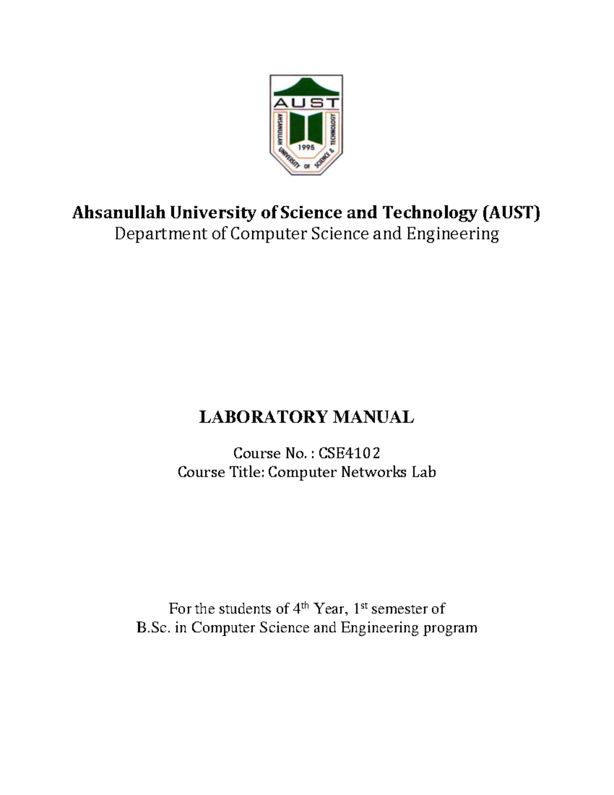 Lab Manual - dfsa - Ahsanullah University of Science and Technology ...