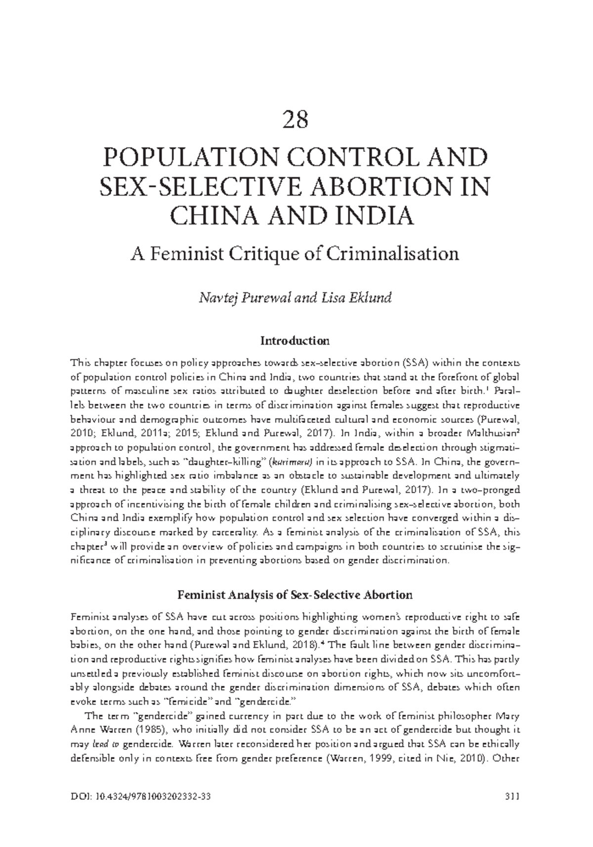 Purewal, Population Control and Sex-Selective Abortion in China and ...