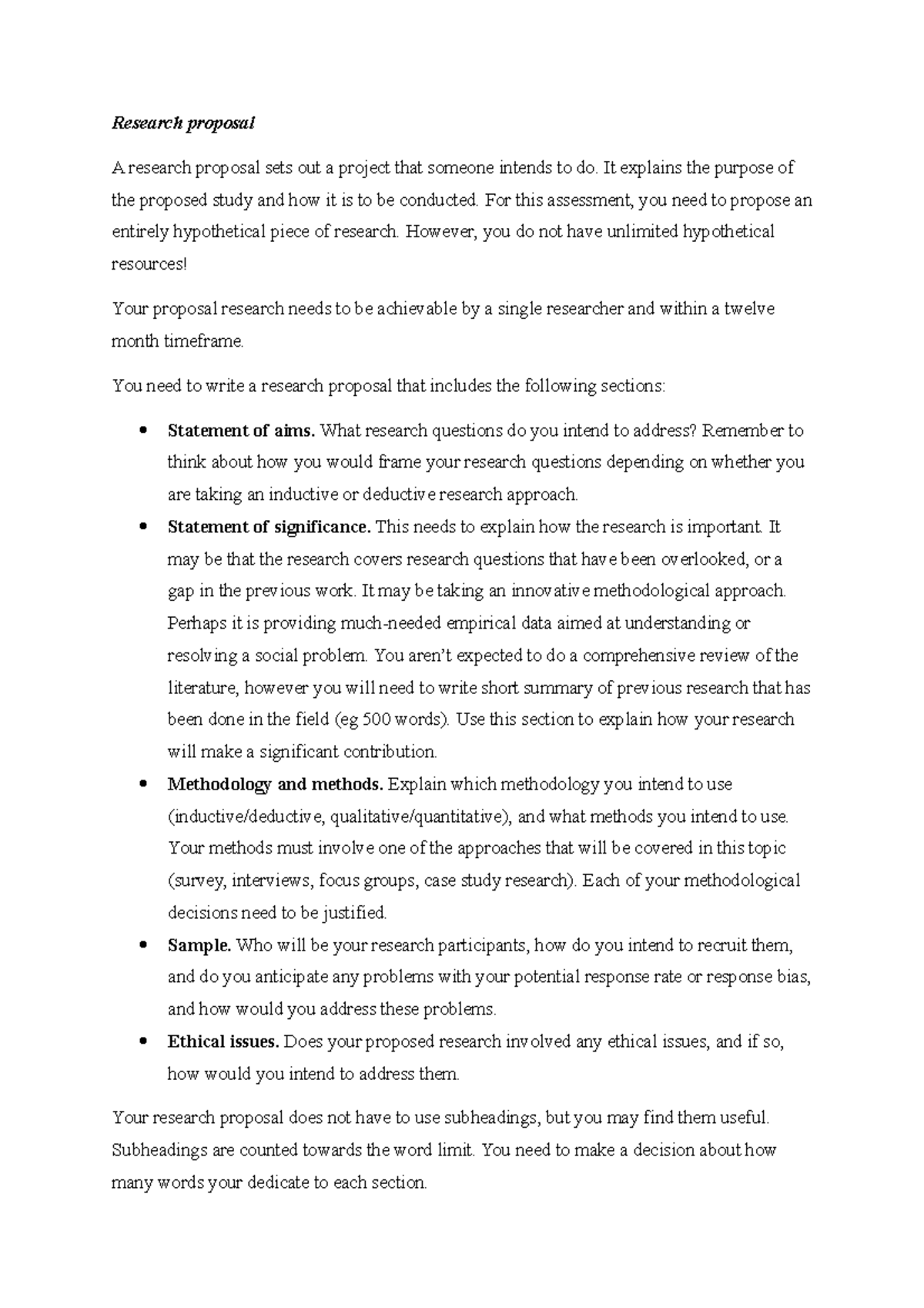Instructions For Research Proposal Research Proposal A Research